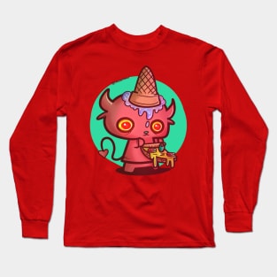 Devil Cute, Pizza and Ice Cream Long Sleeve T-Shirt